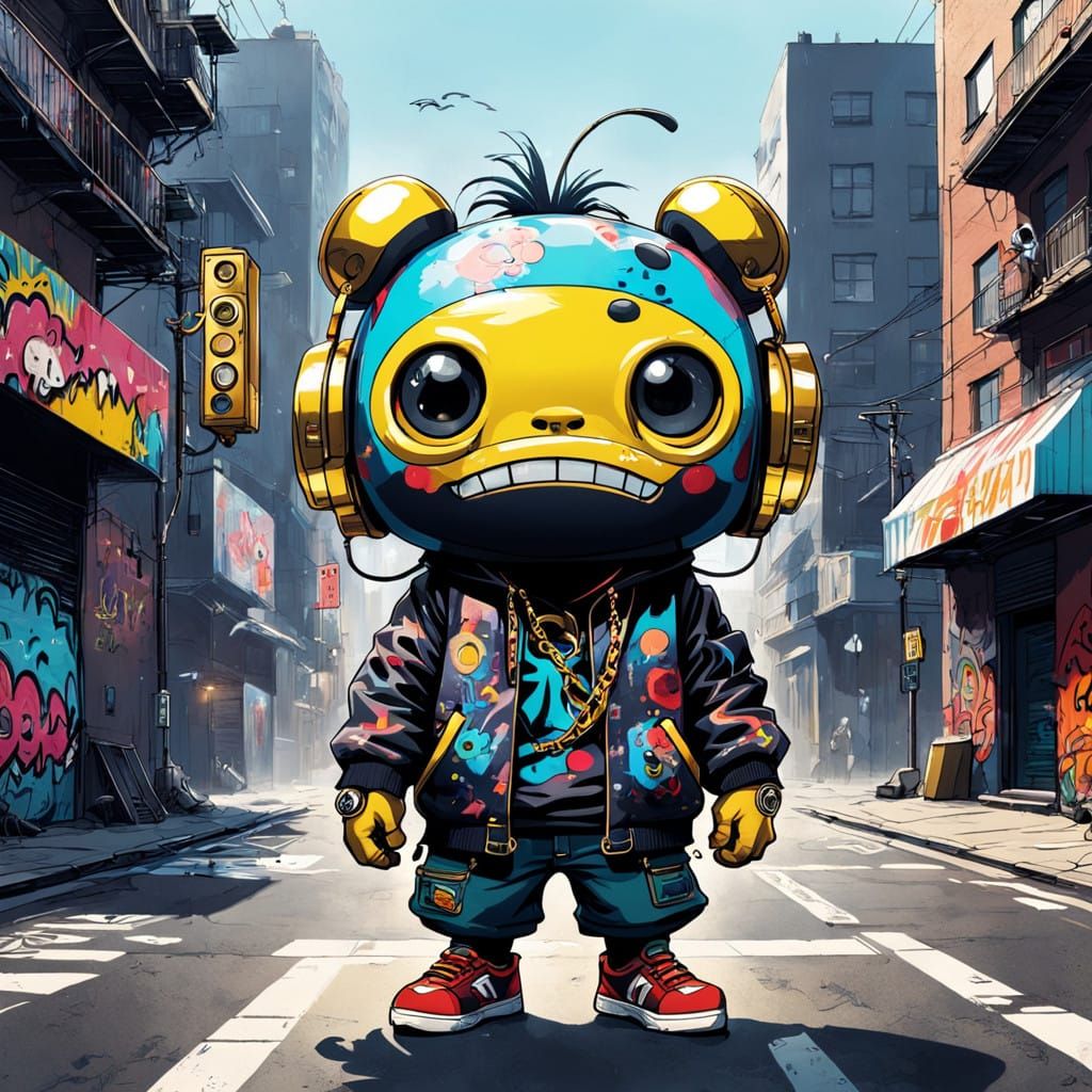 Chibi Urban Monster in Graffiti Style