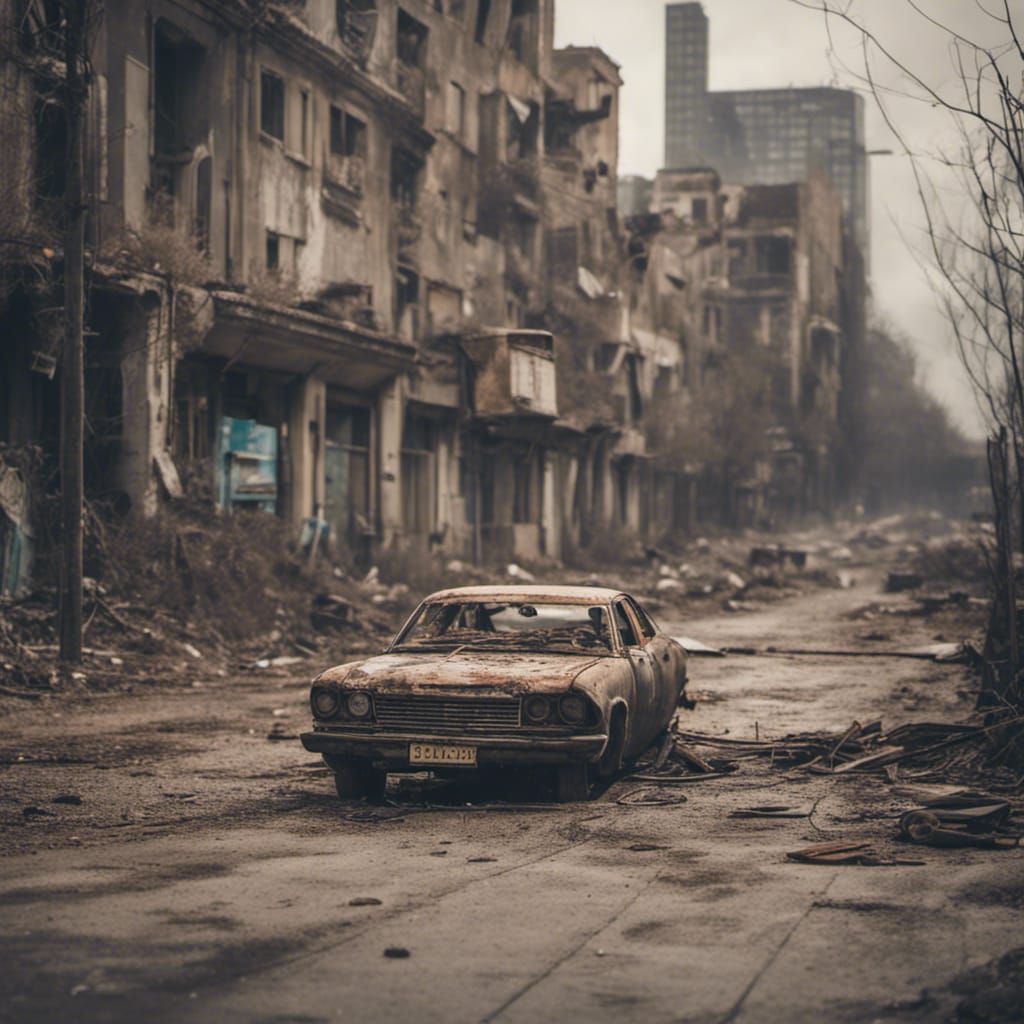 Post-Apocalyptic Cityscape in 2050: Climate Crisis