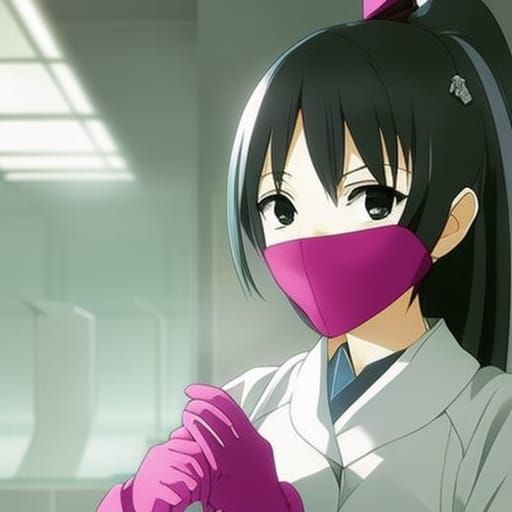 Anime Style Dentist in Mask and Gloves