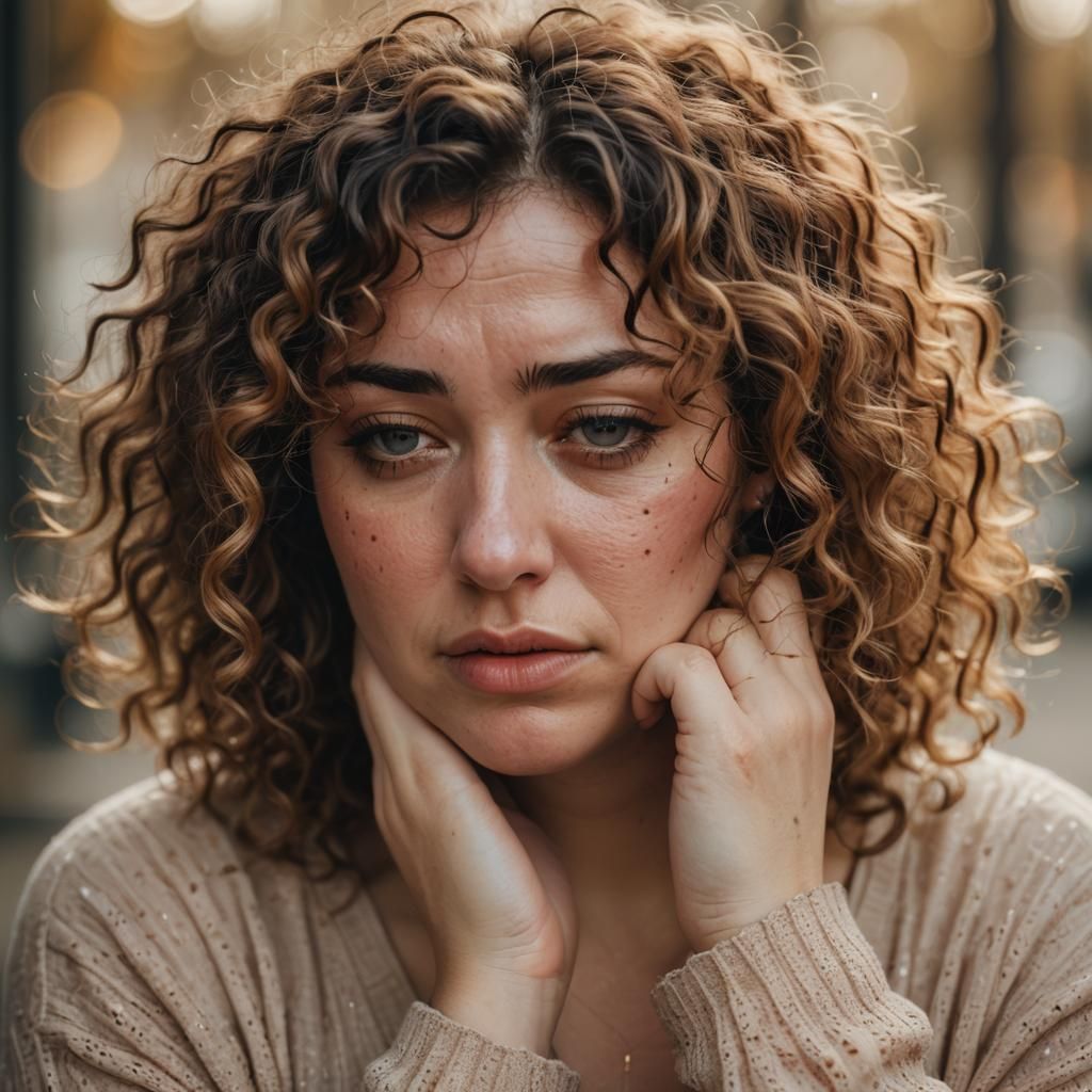 Sad Girl Crying in Natural Light Portrait