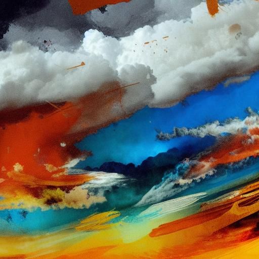 Cosmic Reef in Storm Clouds: Expressionist Tempera Collage