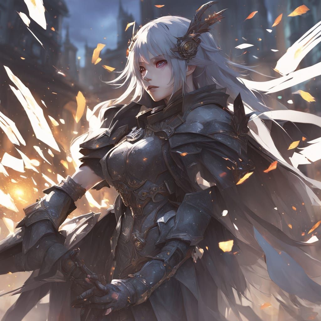 Anime Art: Glowing Half-Mask with Abstract Elements