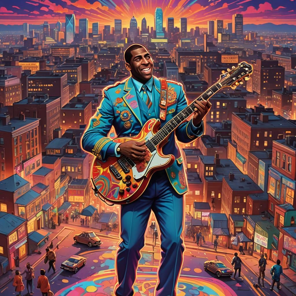 Magic Johnson in Psychedelic Liverpool, Digital Art