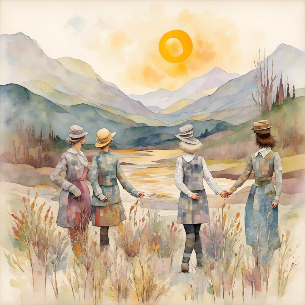 Watercolor Scotland Landscape with a Touch of Magic