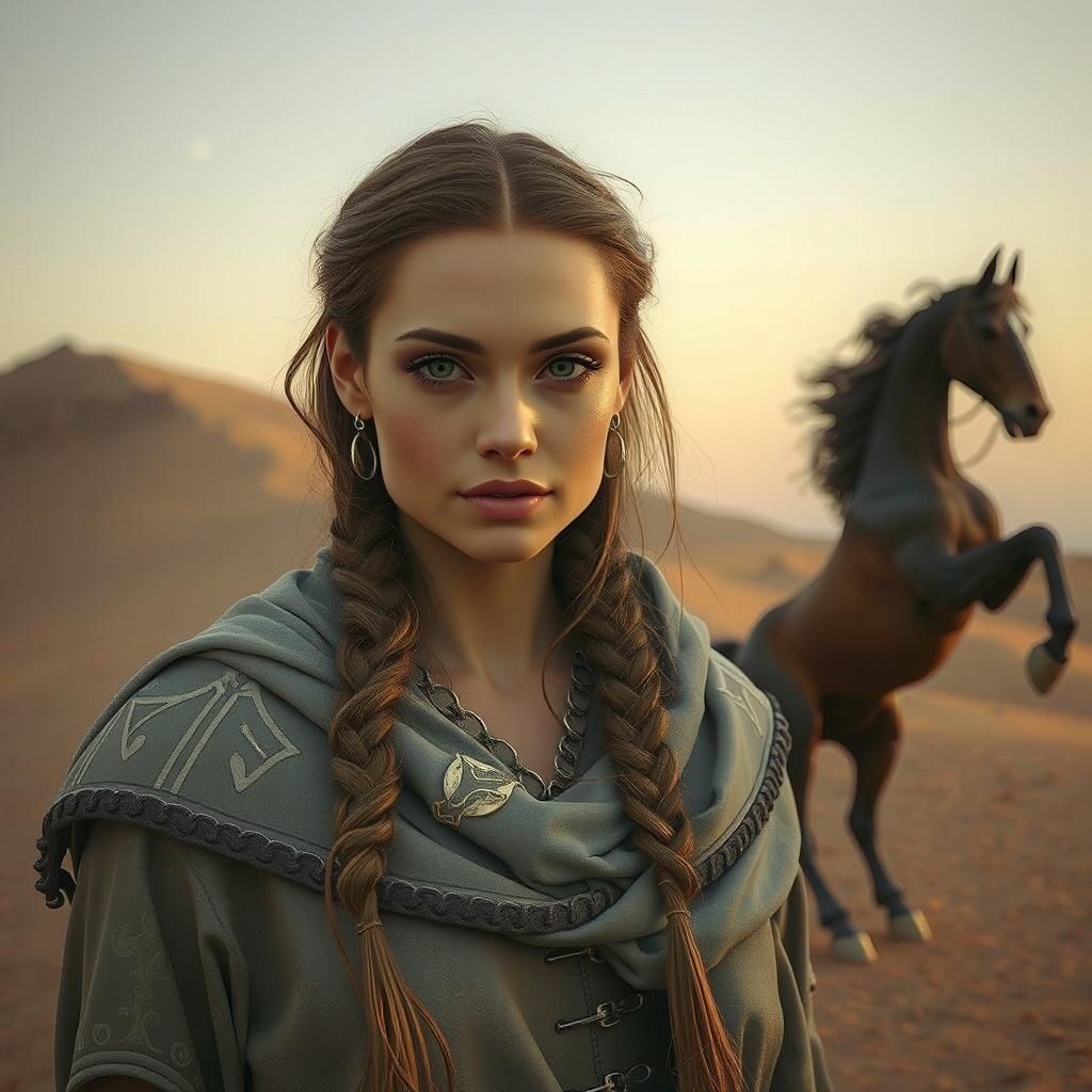 Mystical Woman with Braid in Dark Fantasy Art