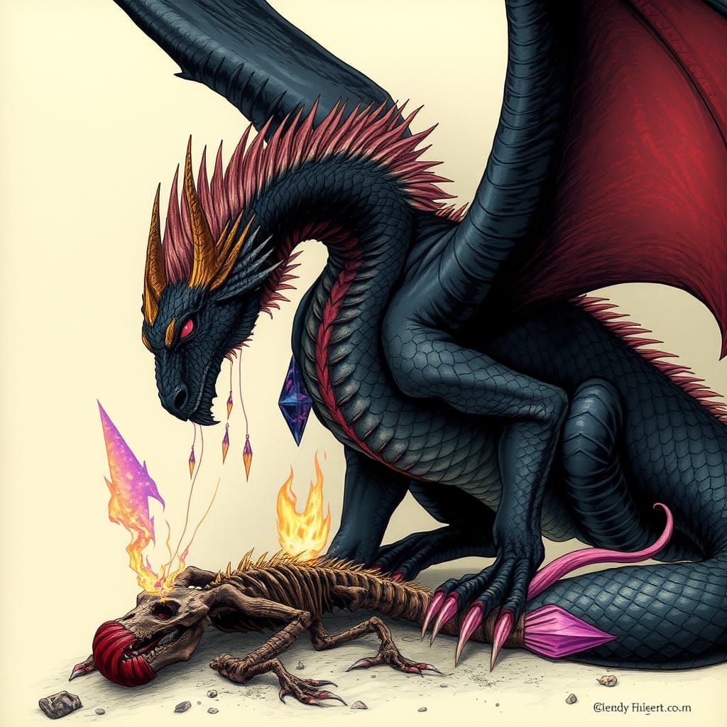 Cosmic Horror Dragon Prince with Sacred Geometry Wings and D...