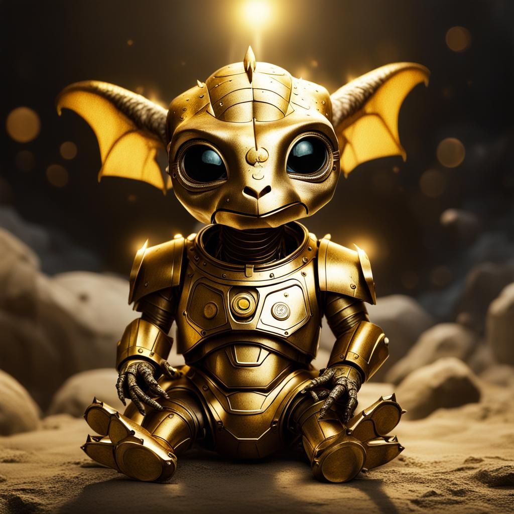 Cute Dragon Baby C-3PO with Fairy Dust Glow