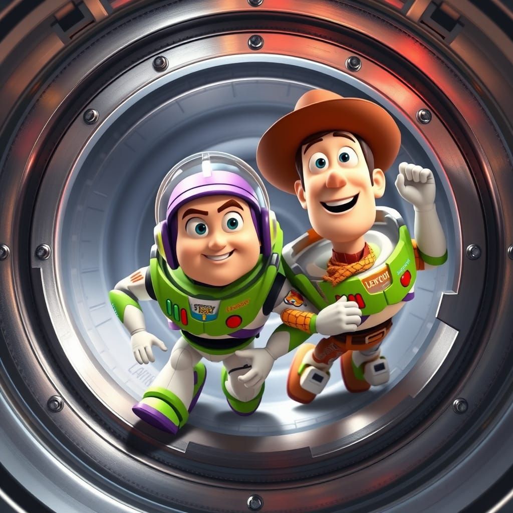 Chibi Buzz Lightyear and Woody in Air Vent
