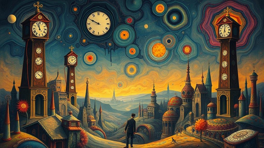 Mystical Dreamscape in Vibrant, Swirling Colors