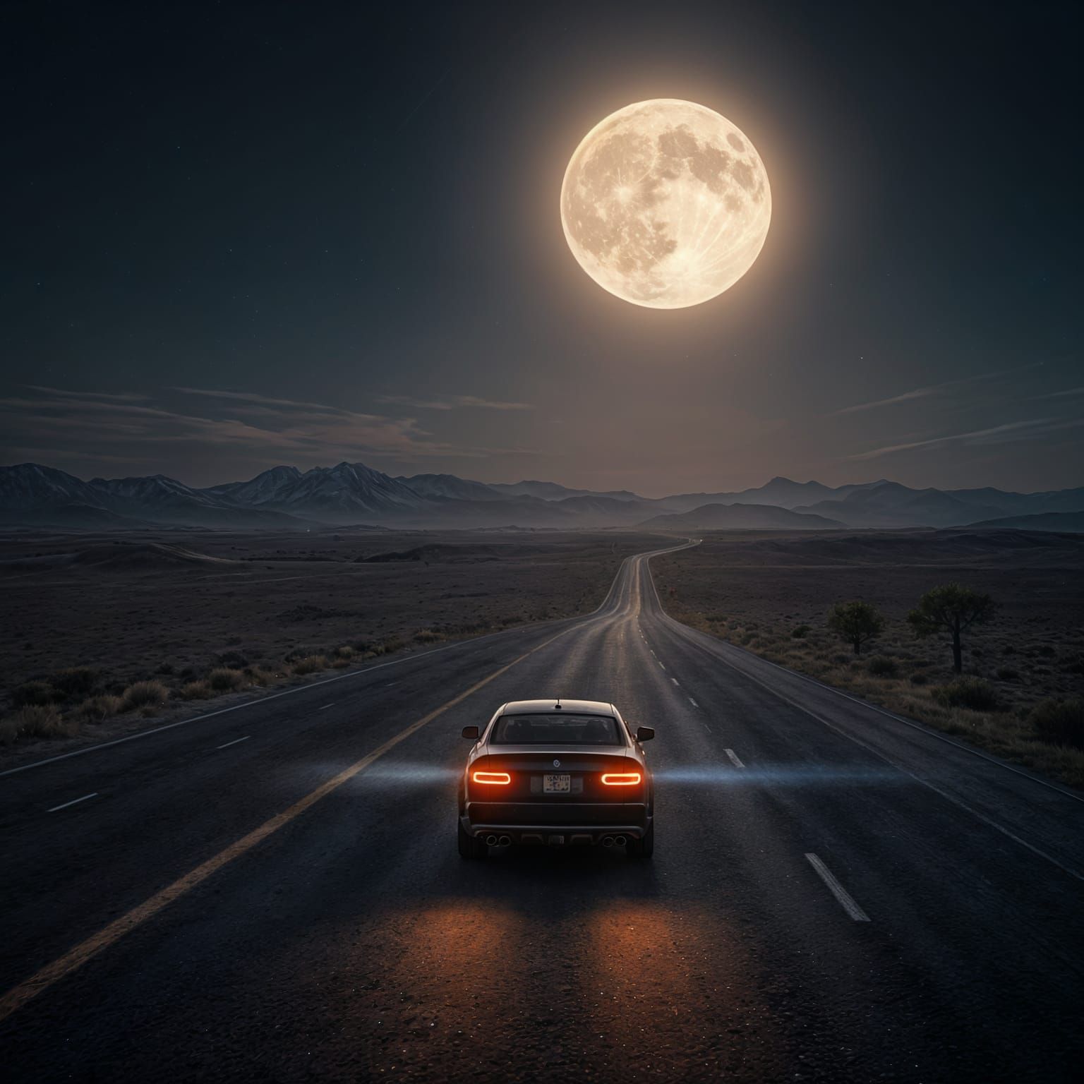 Night Drive Under Moon, 3D Game Cinematic