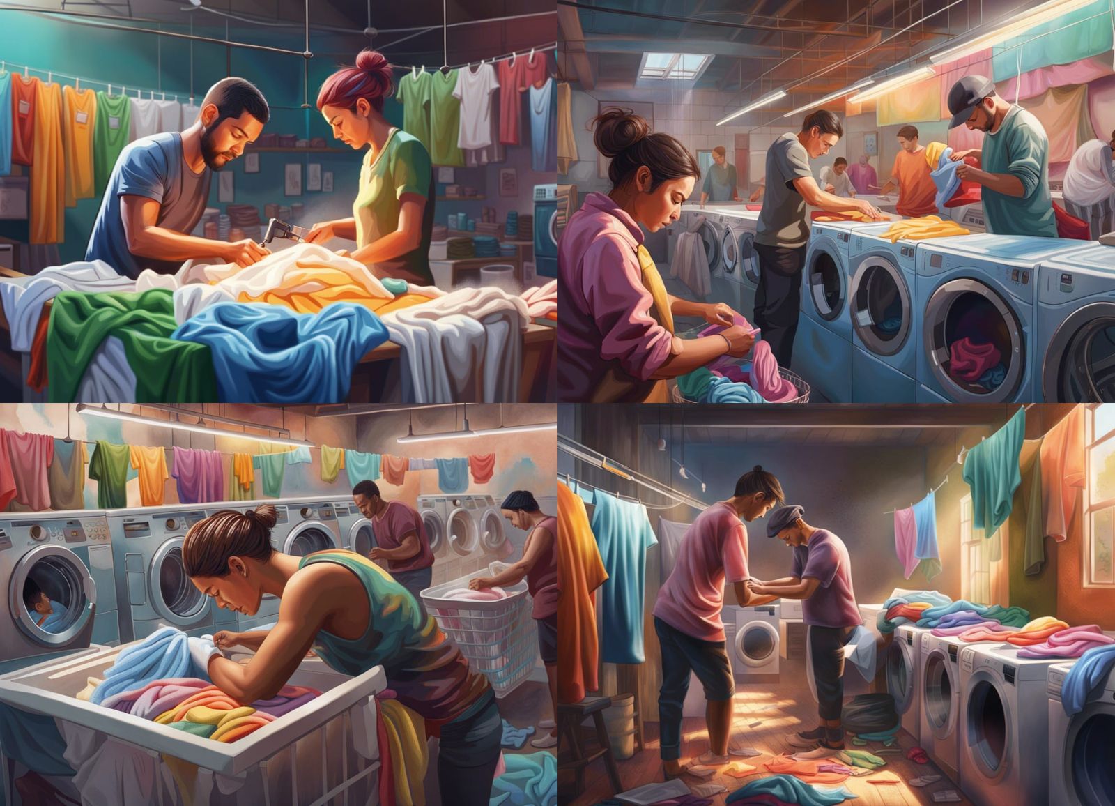 Hyperrealistic Laundry Scene with Vibrant Colors