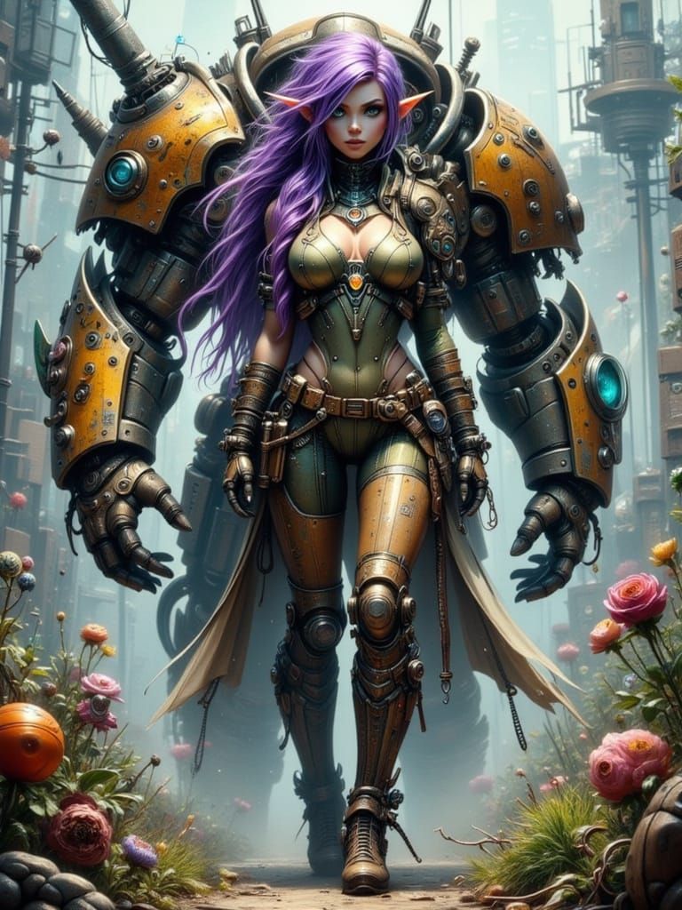 Post-Apocalyptic Elf with Deathclaw Companion