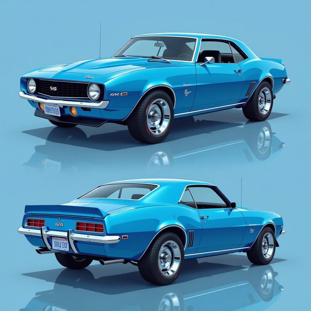 Vibrant Blue 1980 Z/28 Camaro in Futuristic Style