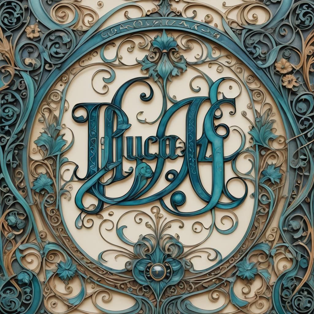 Elegant Calligraphy of Luca in Art Nouveau Style