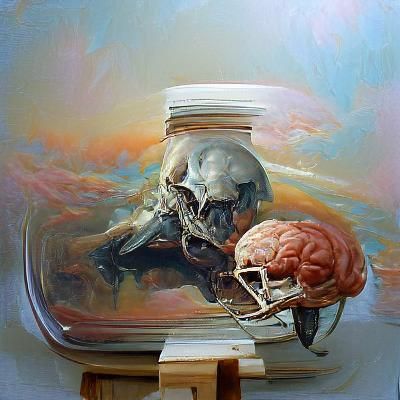 Skull with Empty Brain as Oil Painting