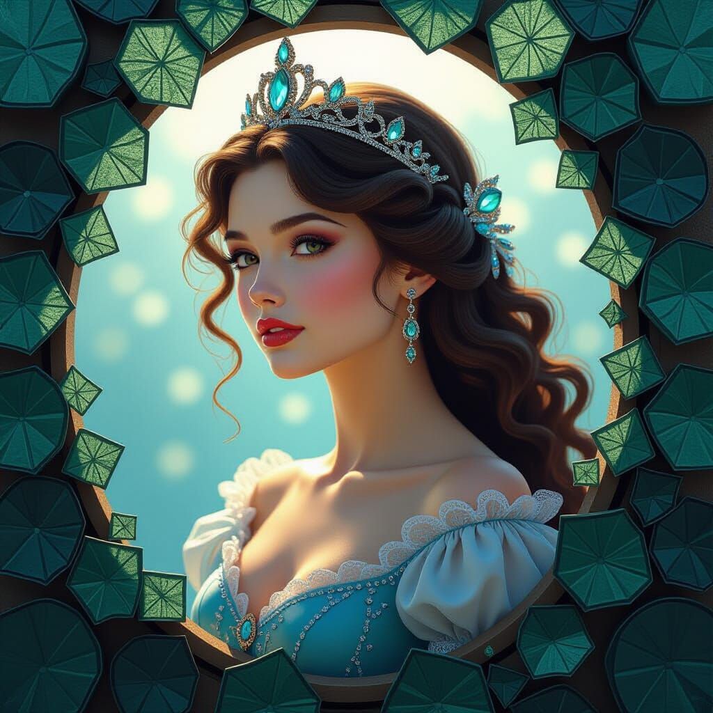 Princess Portrait Created with Sea Glass Art