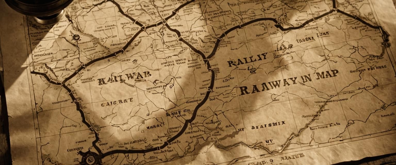 Old West Railway Map in Sepia Tone