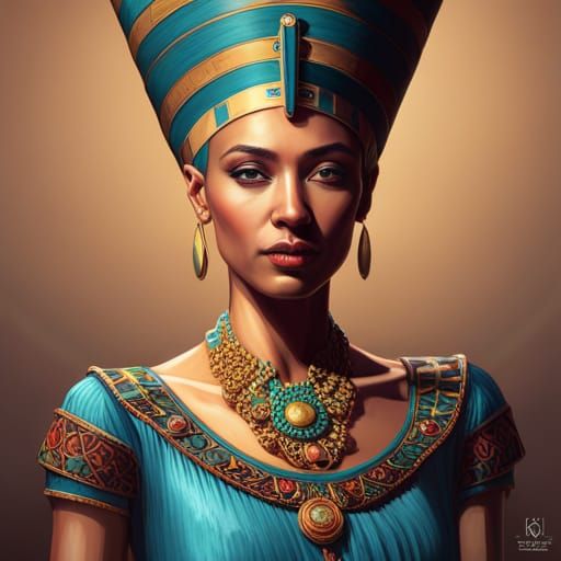 Nefertiti Portrait in Art Nouveau Style