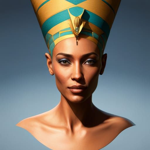 Nefertiti Portrait in Hyperdetailed Splash Art Style