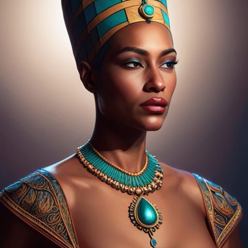 Nefertiti Portrait in Art Nouveau Style