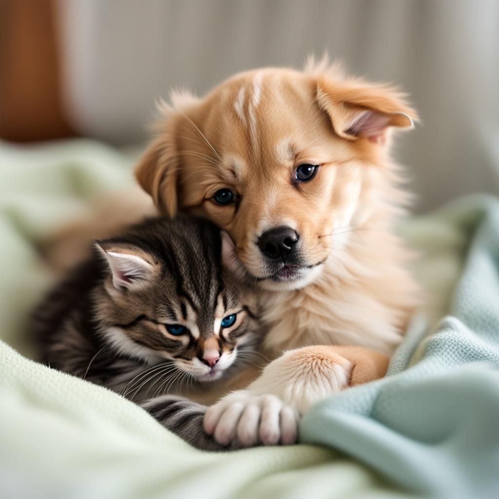 Puppy Hugs Kitten: A Moment of Love