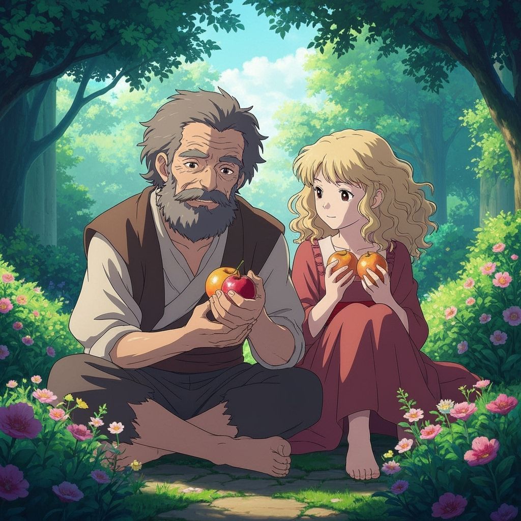 Serene Garden Scene in Ghibli Anime Style