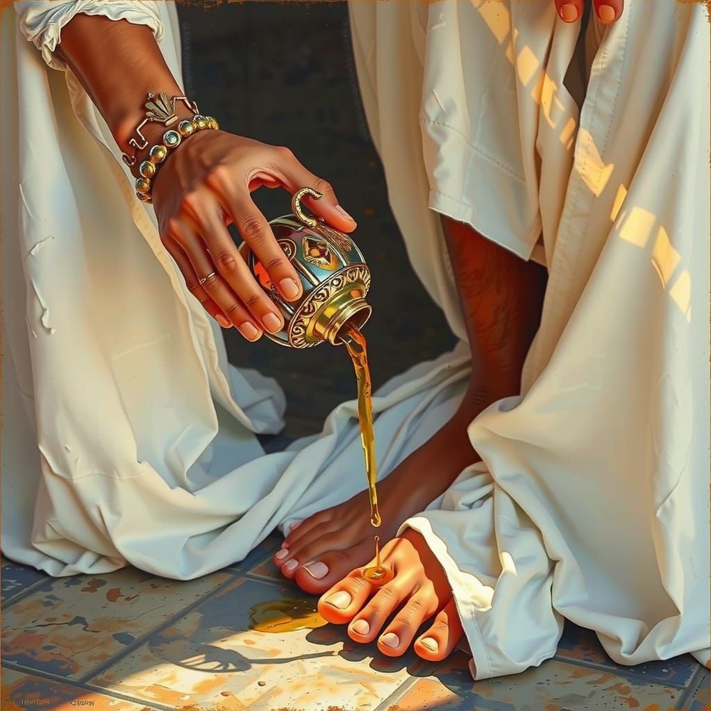 Golden Sunlight Illuminates an Israeli Man in Gouache