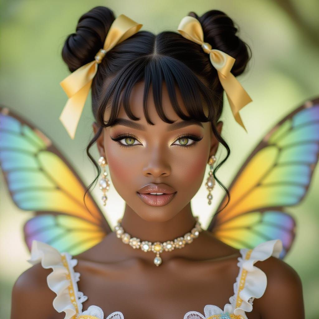 Kpop Idol with Gossamer Wings in Realistic Photoshoot Style