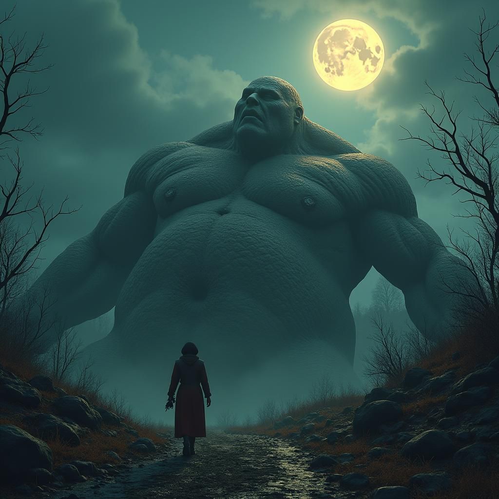 Colossal Dead Giant Under Sickle Moon