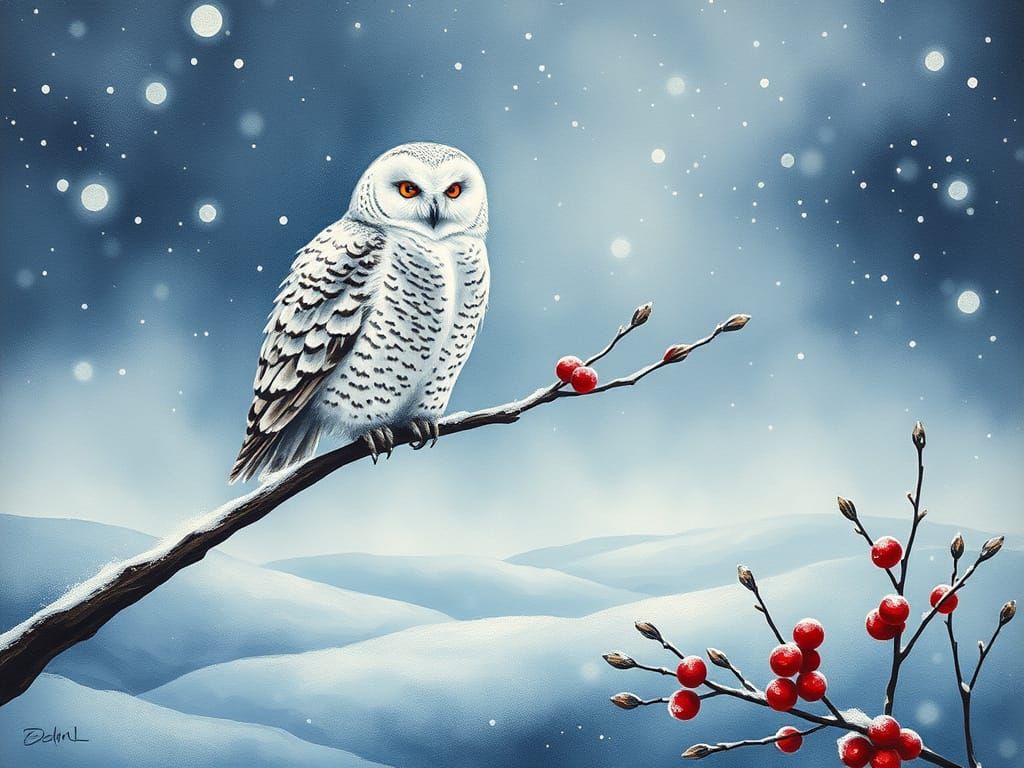 Mysterious Snowy Owl in a Winter Wonderland