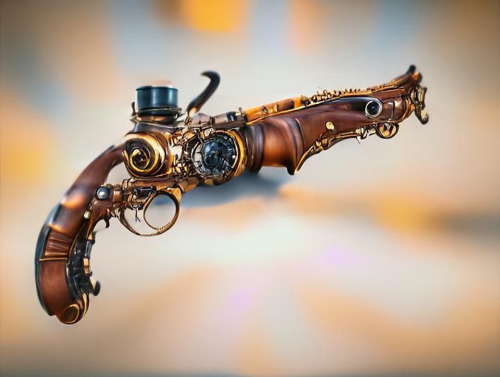 Steampunk Flintlock Pistol: Detailed Mechanical Design