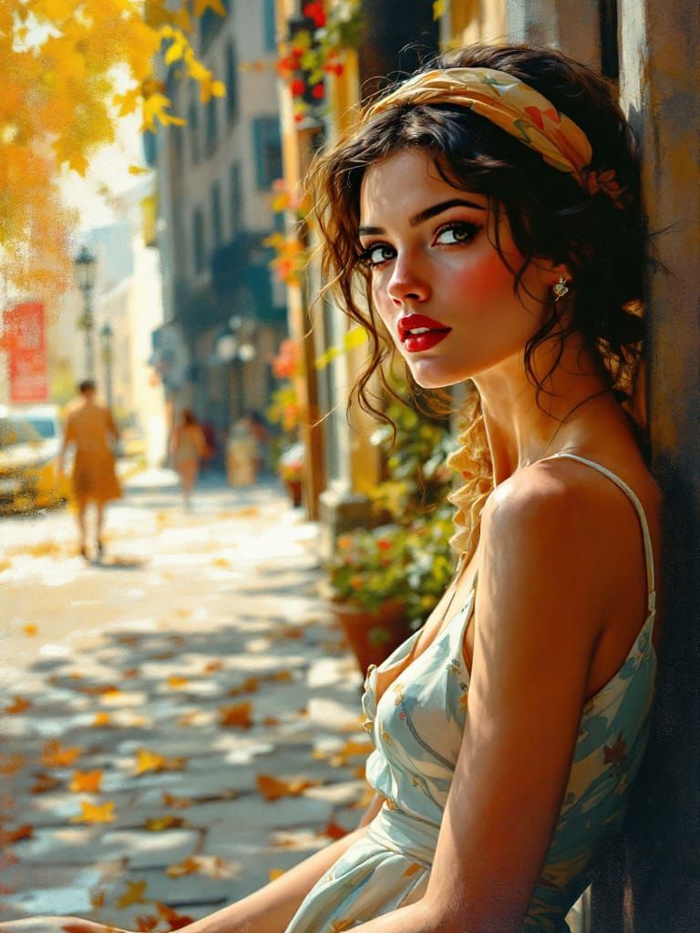 Italian Pin-Up in Rome Street, Zorn-Saville Style