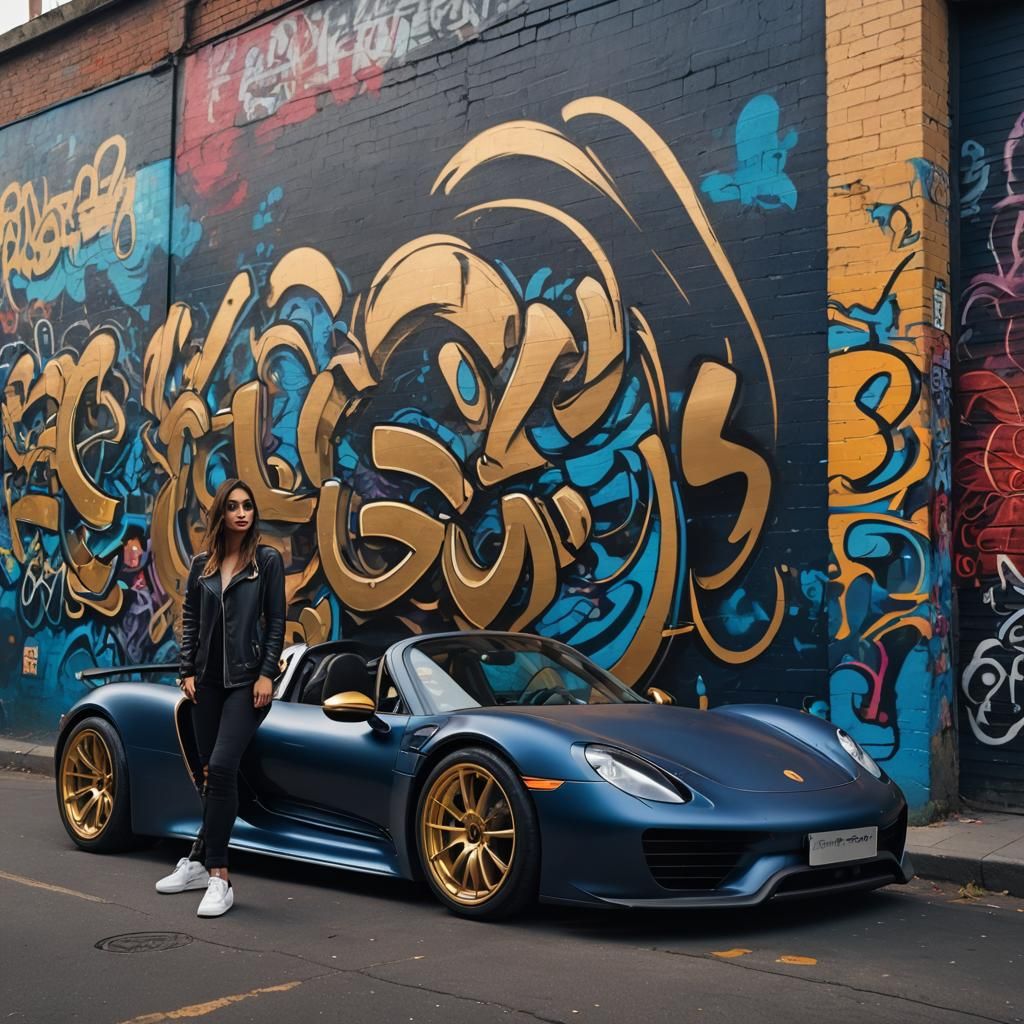 Midnight Blue Porsche 918 Spyder in Comic Book Style