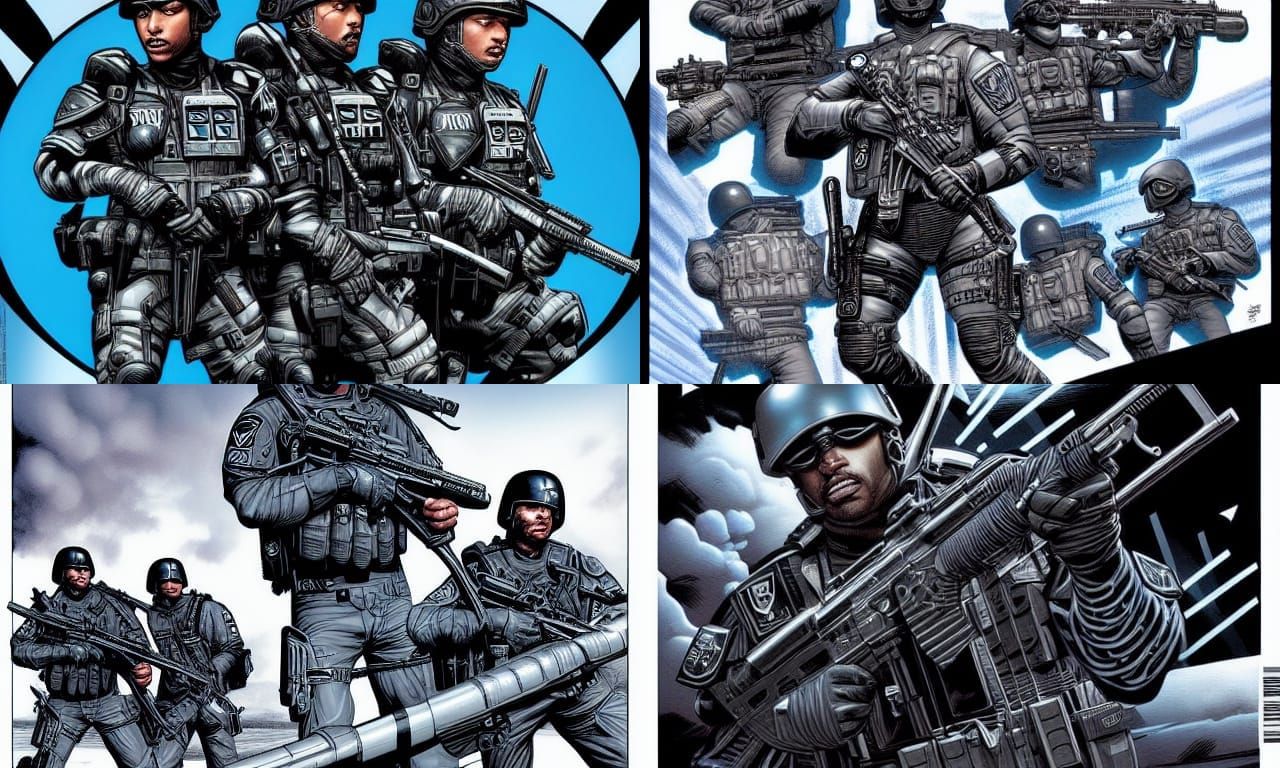 Futuristic Police Squad: Detailed Comic Book Art