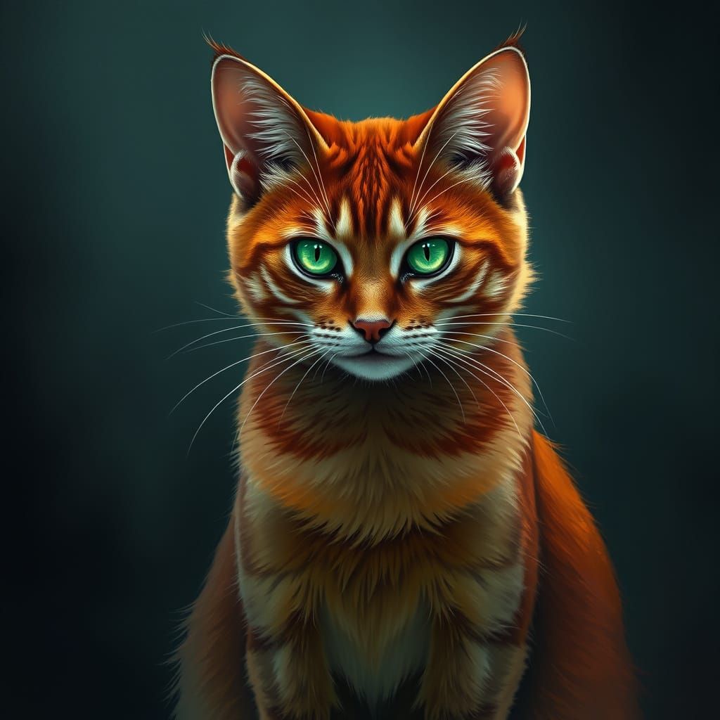 Your magical pet is an average-sized crimson female cat with...