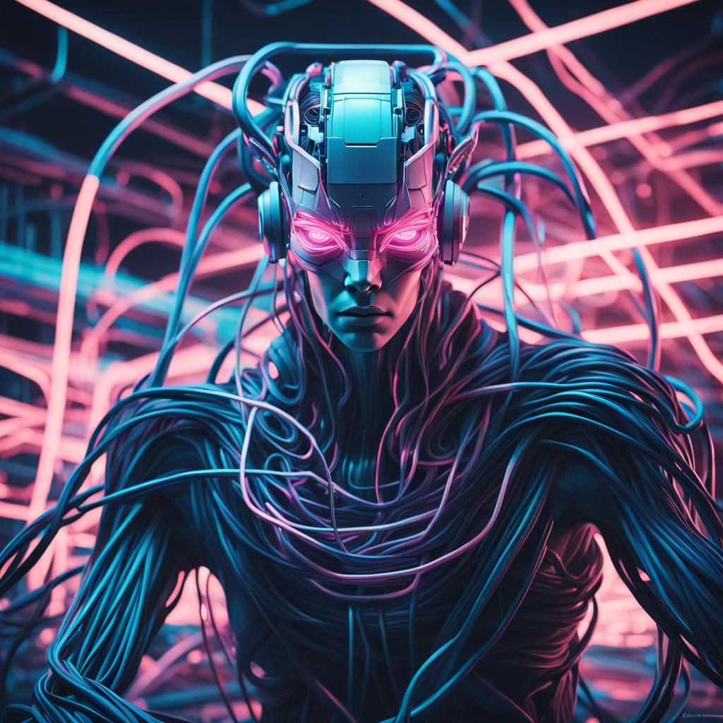 Cable Creature in Pastel Cyberpunk Ambiance