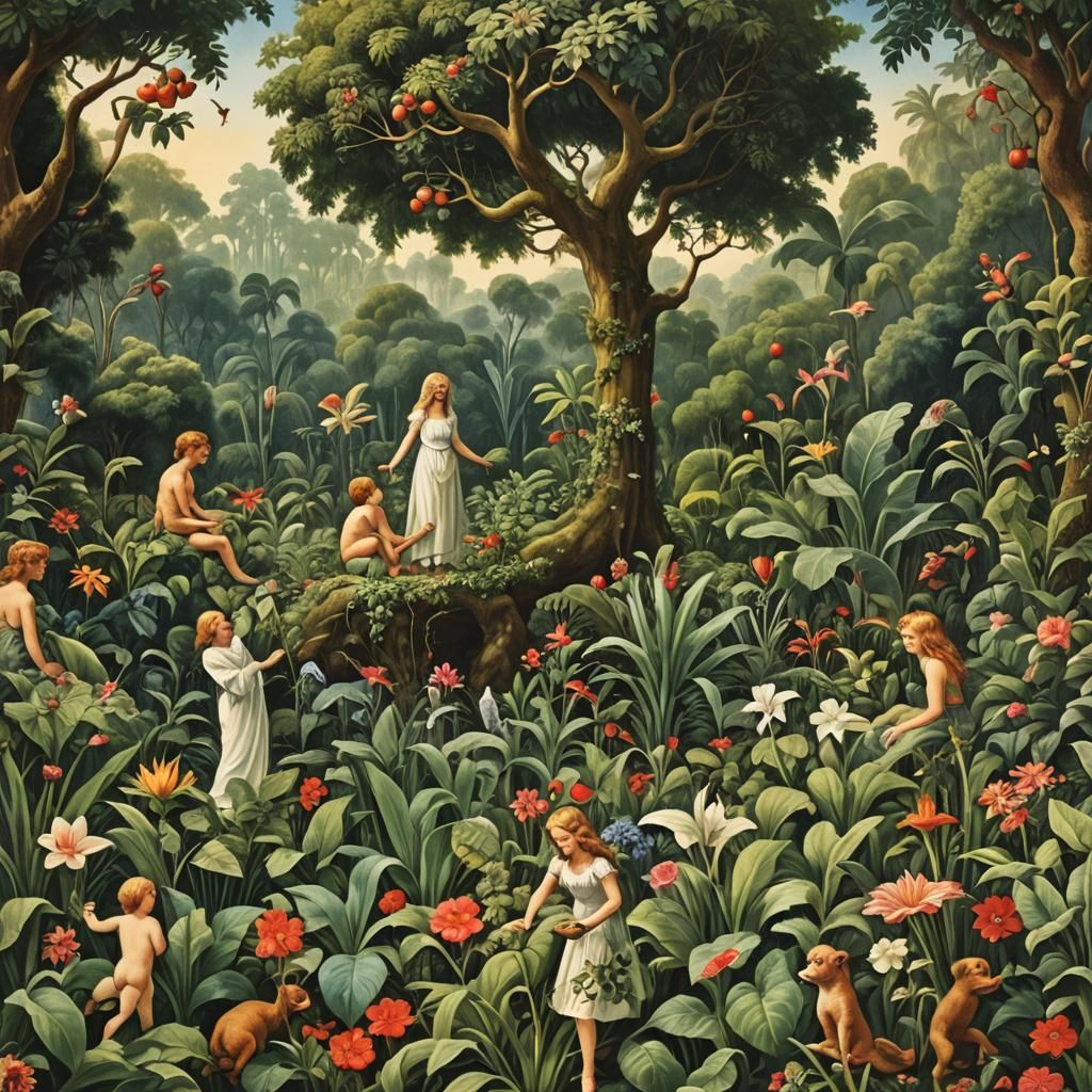 Lush Garden of Eden Illustration