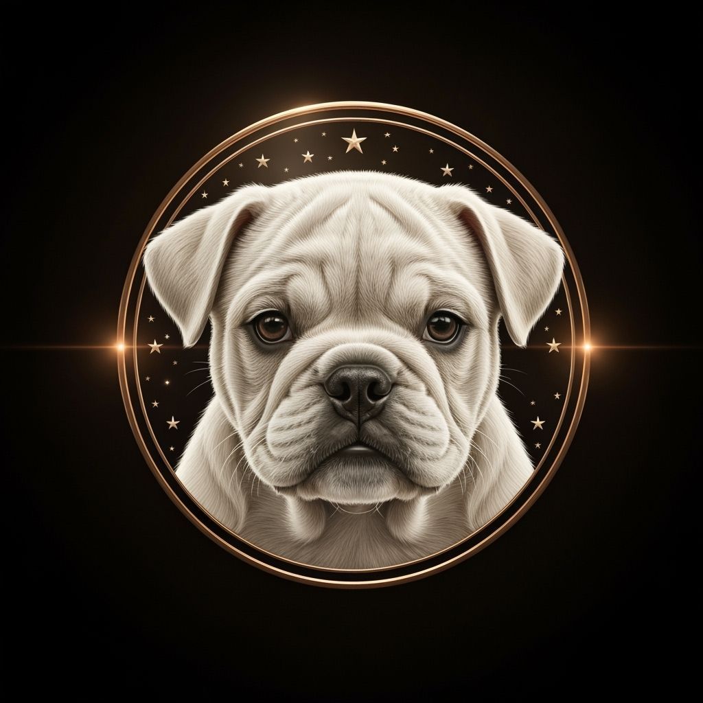 Steampunk Bulldog Puppy Badge Emblem in Chalk Art Style