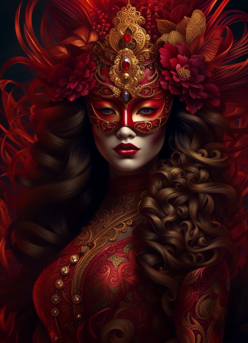 Mysterious Masquerade Queen with Elaborate Mask