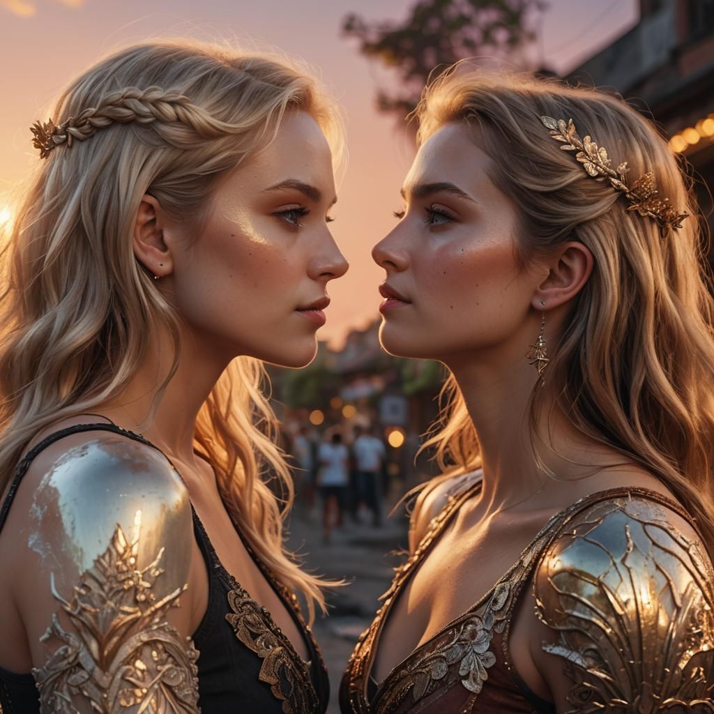Romantic Summer Sunset Kiss: Fantasy Concept Art