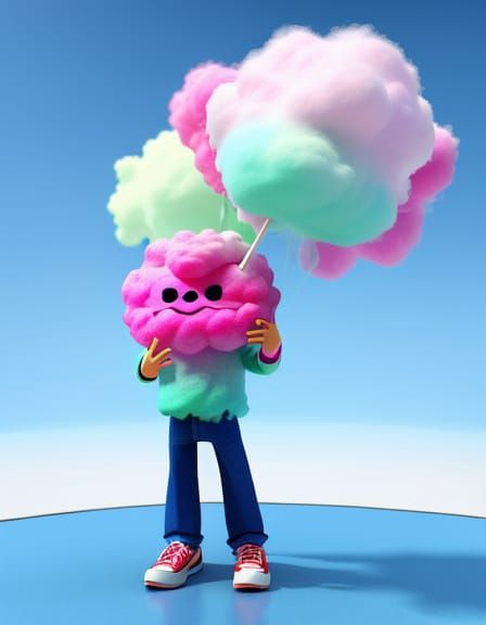 Sugary Whimsy 3D Cotton Candy Character