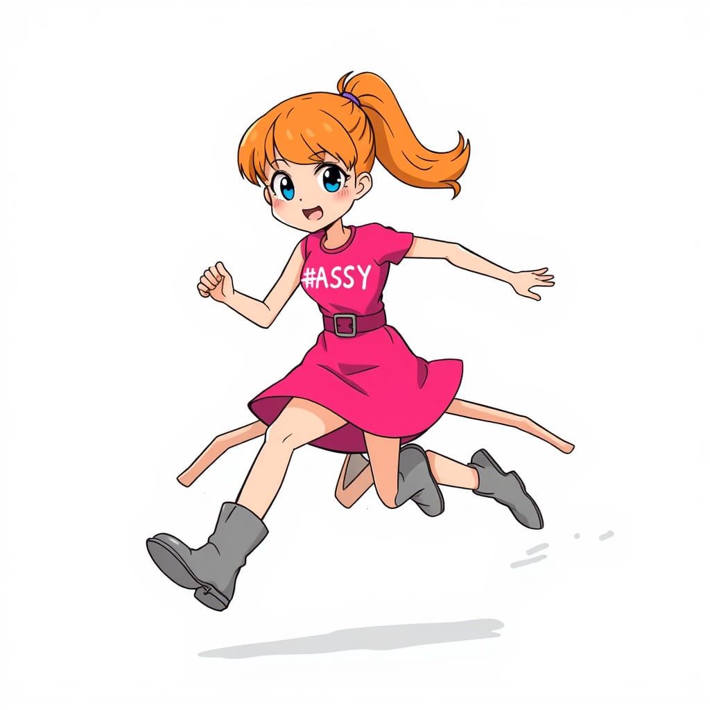 Cartoon Woman Running at Superhuman Speed