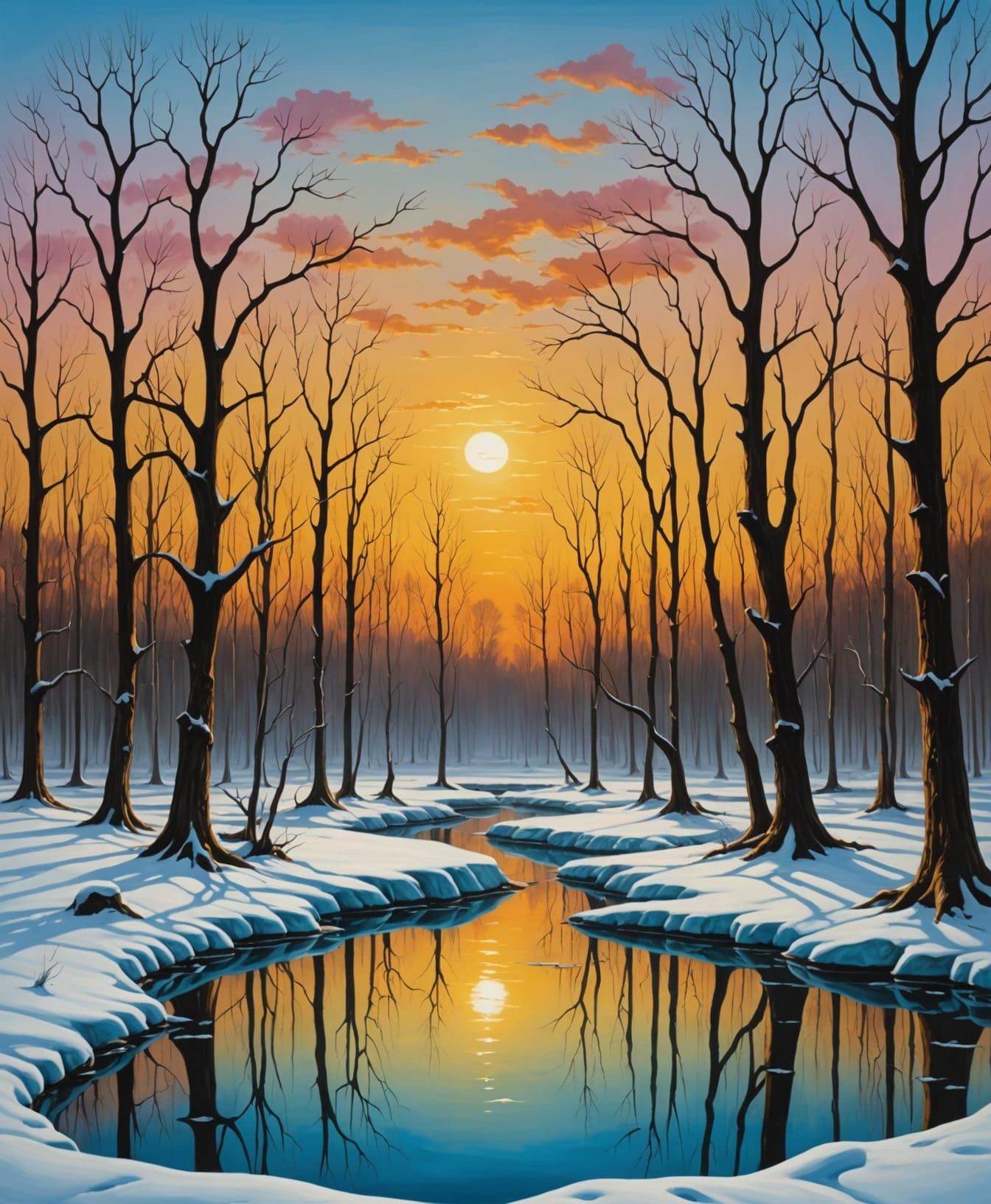 Winter Sunrise in an Enchanted Forest