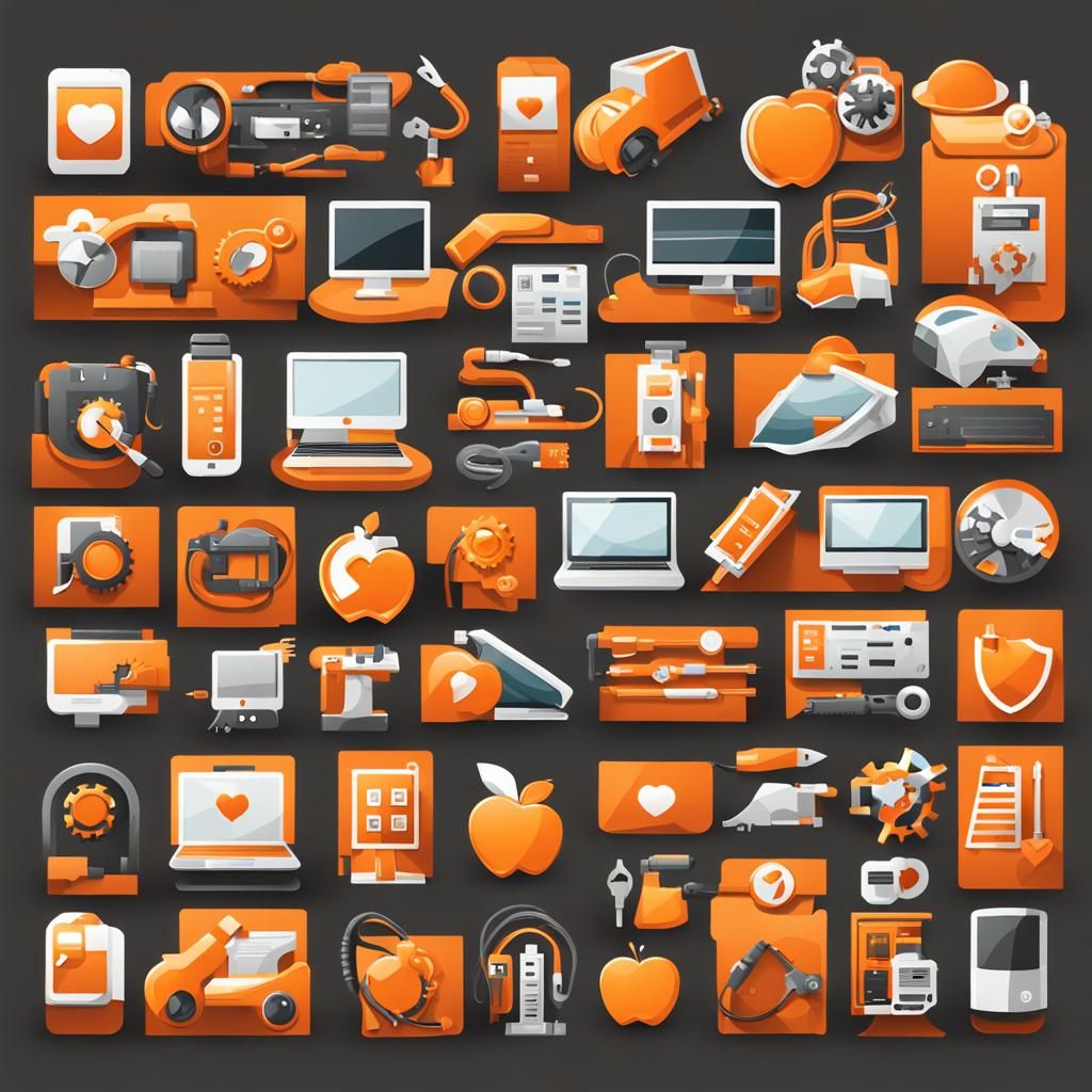 Modern Flat Icons for Tech Repair Services