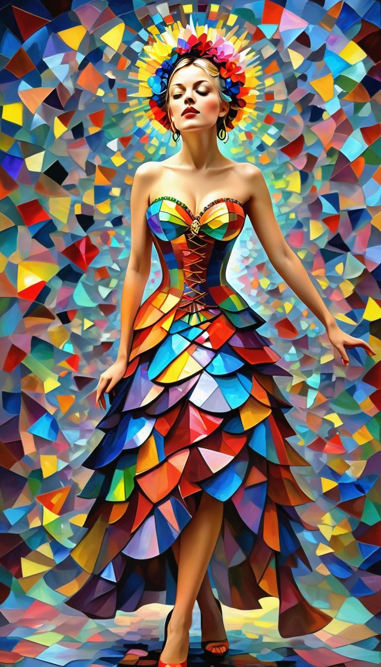 Micromosaic Dress: Stained Glass Portrait