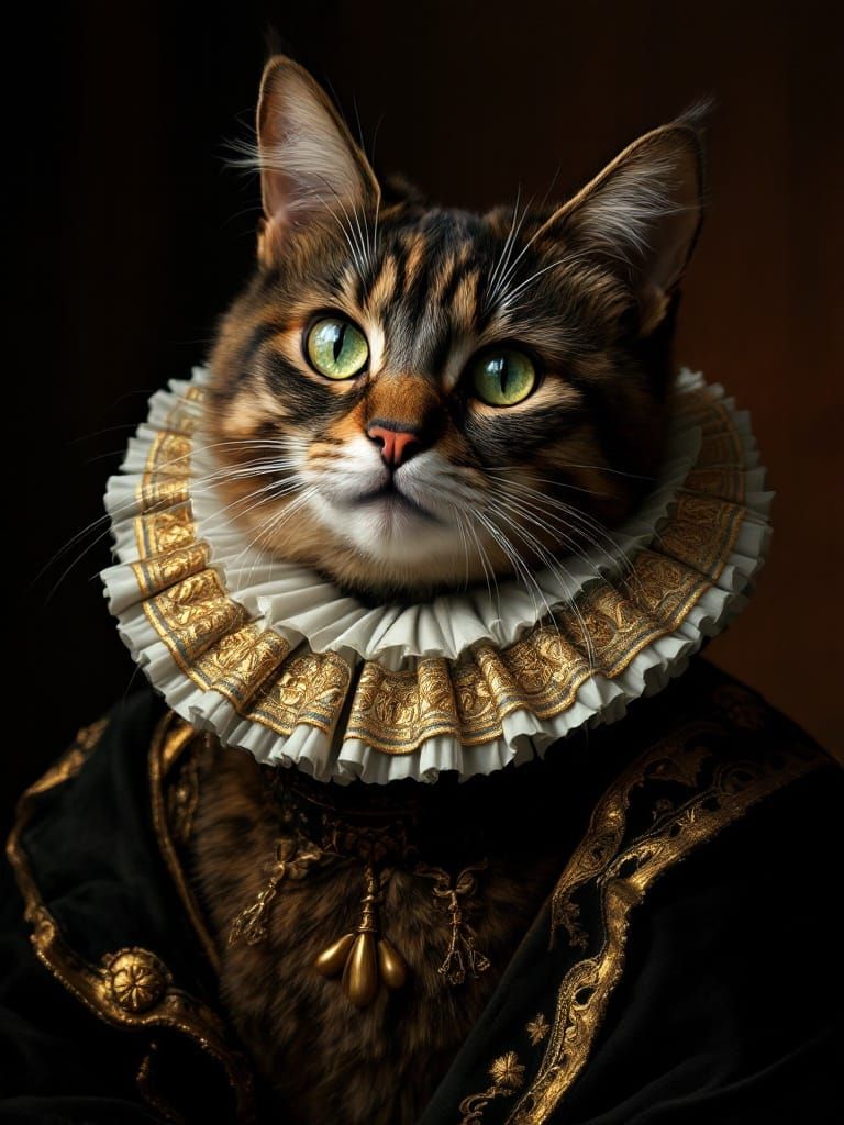 Majestic Cat in Renaissance Masterpiece Style