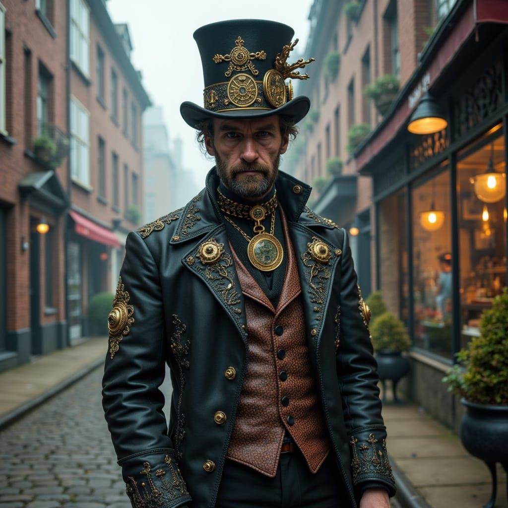 Victorian Timekeeper Unveiled in Foggy Streetscape