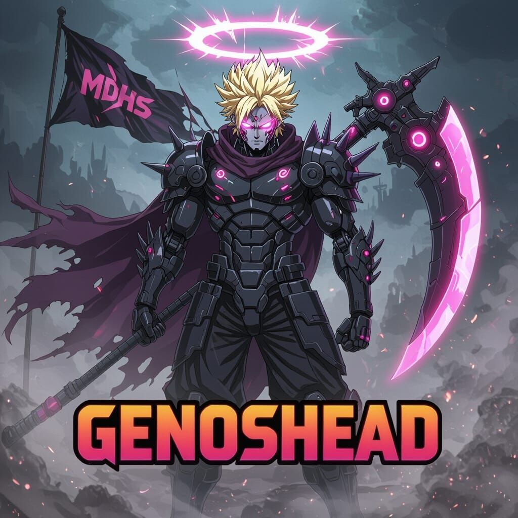 Fierce Cyborg Warrior with Energy Scythe, Anime Style