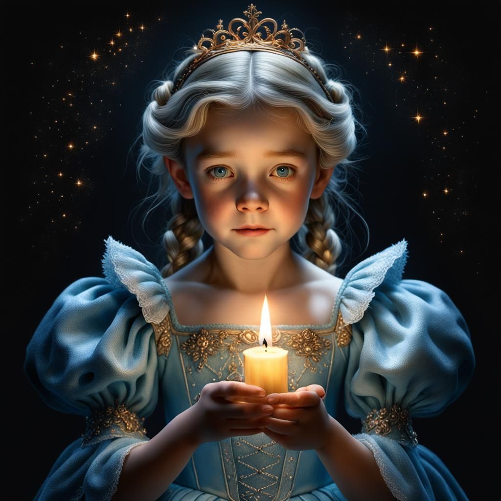Cinderella Portrait with Candle in Froud Lee Style