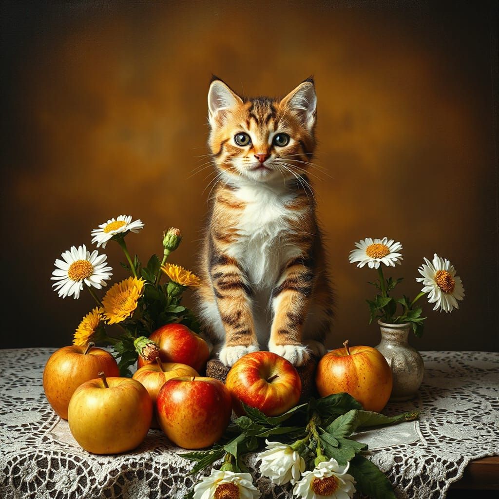 Whimsical Renaissance Kitten